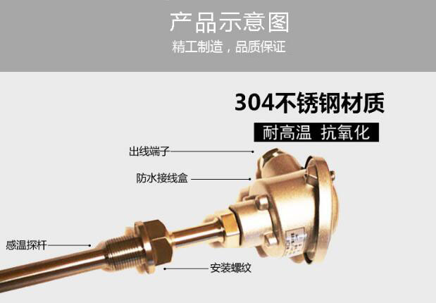 k型熱電偶螺紋安裝示意圖